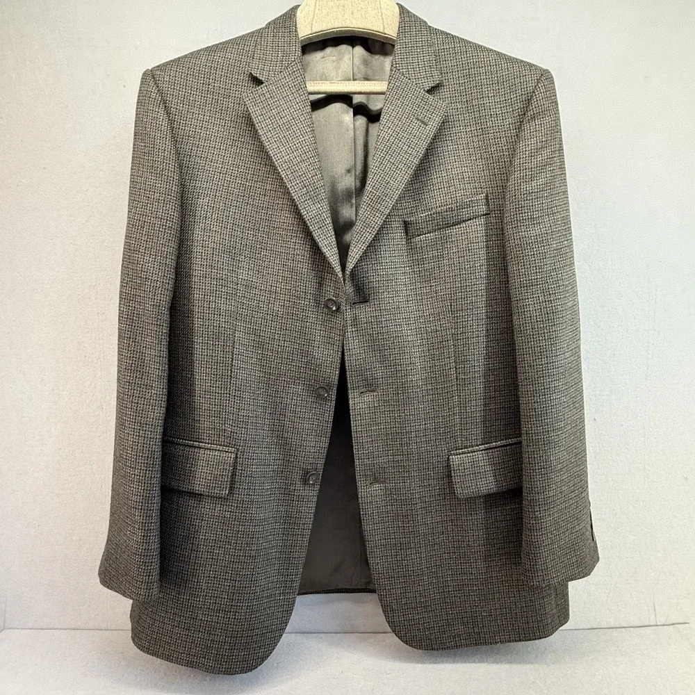 Oscar de la Renta Blazer Mens 44R 100% Lambswool Sport Coat Houndstooth Jacket‎